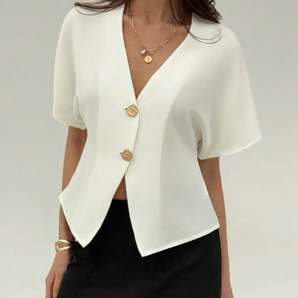 SHEIN White Buttoned Blouse